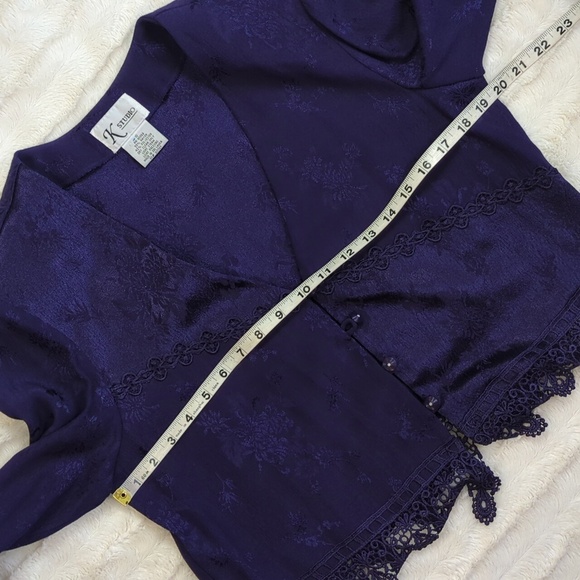 Vintage 80s K Studio Royal Purple Blouse/Jacket - Picture 13 of 17